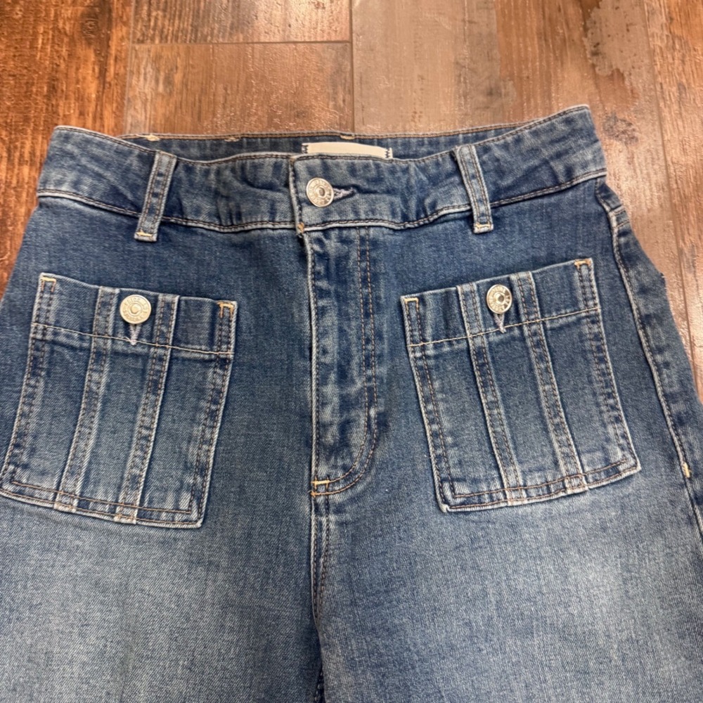 PAIGE Anessa 31 High Rise Wide Leg Utility Pocket Jeans Size 26 Blue Full Length - Picture 2 of 12